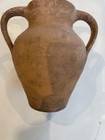 Small vintage rustic two handled Amphora style stoneware pot.