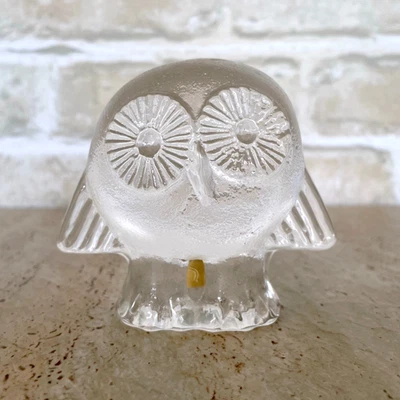 Vintage Lisa Larson Royal Krona Owl Sweden Crystal Paperweight 70s Scandi, Glass - image 1 of 4