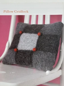 Pillow Gridlock Knitting Pattern Felting Pages from Book - Picture 1 of 3
