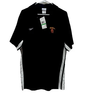 NUEVO CON ETIQUETAS Para Hombres Talla L USC Trojans Speedo Logo Camisa Polo de Agua Cuello SS Blanco y Negro Foto 1 de 4
