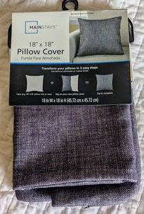 Grey Heathered Throw Pillow Cover Charcoal Gray Zip Enclosure 18x18 New - Picture 1 of 3