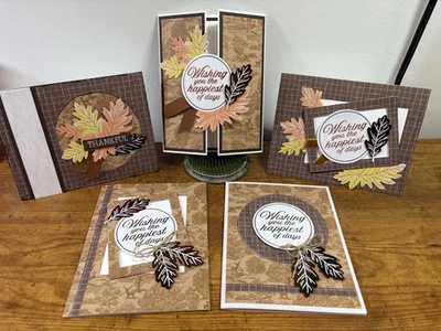 5 tarjetas de felicitación hechas a mano ~ estampado de deseos agradecidos de otoño ~ La gallina de papel Foto 1 de 4