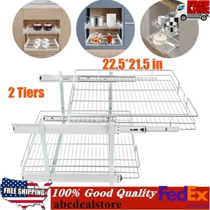Ausziehbarer Schrank Organizer 2 Ebenen Regale Küchenschrank Organizer 24*22 Zoll - Bild 1 von 13