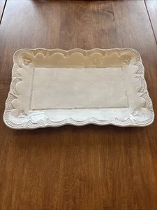 VBC Casa Vietri Incanto Lace Medium White Rectangular Platter 15.5” X 10.25” - Imagen 1 de 8