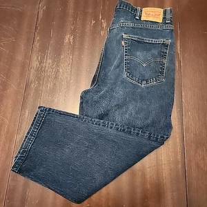 Levis 550 Jeans Mens 38x29 Dark Wash Blue Denim Cotton Faded Straight Leg  - Picture 1 of 9
