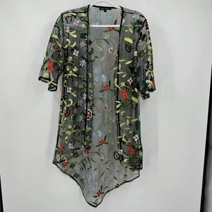 Womens Boho Sheer Floral Embroidered Kimono Size M Whimsigoth Festival Romantic - Picture 1 of 6