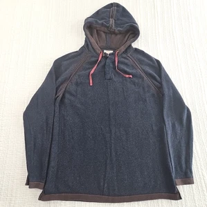Carbon 2 Cobalt Men's Large Navy Blue Henley Cashmere Cotton Hoodie Pullover EUC - Picture 1 of 15