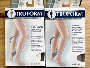 TRUFORM Thrombo-Embolic Deterrent 18mmHg Compression Thigh Stocking L Beige NEW - Picture 1 of 5