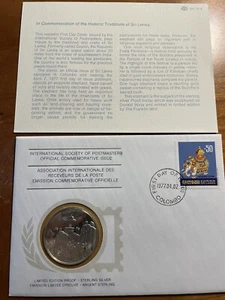 Franklin Mint Int Society  Postmasters Medallic Covers Traditions of Sri Lanka - Picture 1 of 4