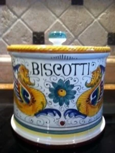 Deruta Majolica Italian Pottery - Raffaellesco BISCOTTI JAR -- LAST ONE! - Picture 1 of 2