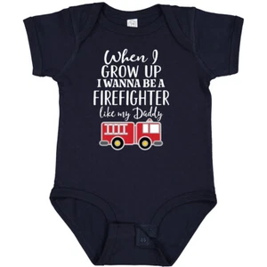 Inktastic Future Firefighter Like Daddy Baby Bodysuit Fireman Fire Fighter Truck - Picture 1 of 16