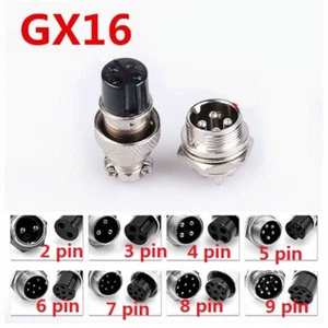 GX16 Aviation Connector Plug Socket 2/3/4/5/6/7/8/9 Pin Male/Female 5A 250V 16mm - Picture 1 of 5