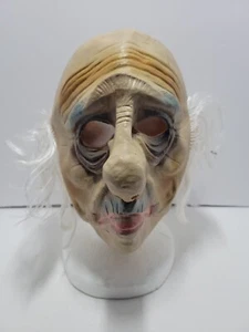 Vintage Halloween Latex alter Mann weiße Haarmaske gruselig behaart Erwachsene Topstone - Bild 1 von 7