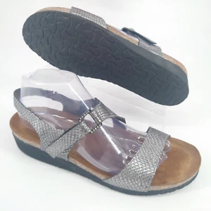 NAOT Pamela Women's Metallic Leather Snakeskin Print Wedge Sandals 41 US 11 - Picture 1 of 13