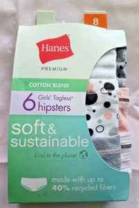 Hanes Girls Size 8 Underwear Premium Cotton Blend Briefs Multi Color, 6 Pack - Picture 1 of 3