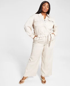 MSRP $70 Bar III Women Trendy Plus Size Crop Tie-Waist Utility Jacket Size 3X - Picture 1 of 1