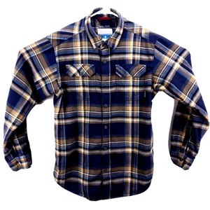 Camisa Columbia Sportswear Para Hombre Talla M L/S Botón Azul/Marrón/Bronceado Cuadros Omni-Mecha - Imagen 1 de 8