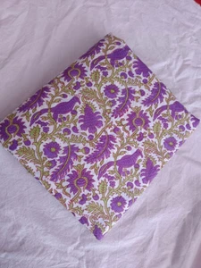 Hand Block Animal Print 100% Cotton Multicolor Fabric Running 10 Yard Indian - Picture 1 of 9