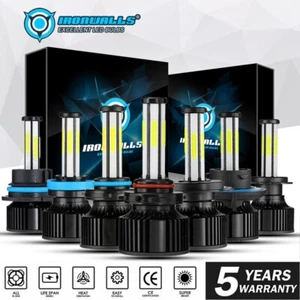 6-Sides 6500K LED Headlight Bulbs Kit High/Low Beam H7/H4/H13/H11/9007/9005/9006 - Foto 1 di 22
