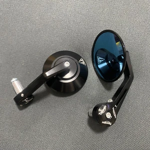 Black Motorcycle Round 7/8" Bar End Mirrors For Triumph Street Scrambler 900 - Picture 1 of 9