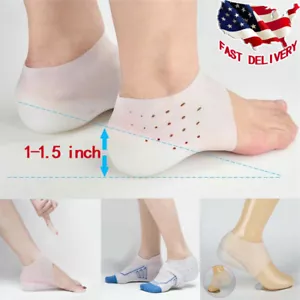 Erhöhung 1-1,5 Zoll Unisex unsichtbare Höhenheben Socken Fersenpolster Silikon Einlegesohlen - Bild 1 von 12