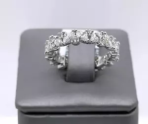 14k White Gold 2.50CT Marquise & Round Cut Diamond Eternity Band, 4.2gm S15794 - Picture 1 of 6