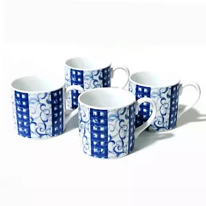 Oneida, Breton Blue, Vintage 1998, 10 oz. Ceramic Coffee Mugs, Set of 4 - Picture 1 of 4