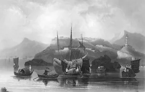 Cina, KINMEN QUEMOY ISLAND FORT Battaglia di Guningtou ~ 1842 Stampa artistica incisione - Foto 1 di 1