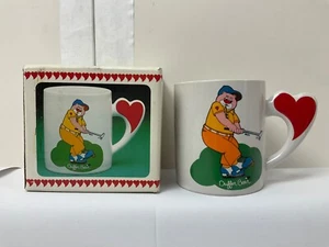 Vintage !! The L❤️ve Bears Coffee Mug Tea Cup Glass Love Heart Golf Duffer Bear - Picture 1 of 15