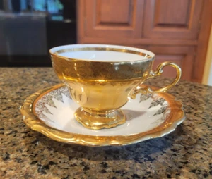 Taza de té y platillo de oro de porcelana fina oro glande real Gloria Bayreuth, Baviera - Imagen 1 de 3