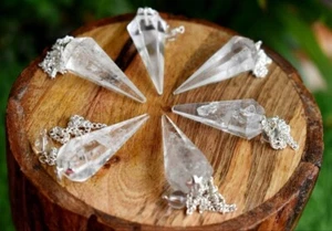 Große Menge 5 Stck. Natürlicher Quarz Kristall Edelstein Wünschelrutengänger Anhänger - Bild 1 von 4