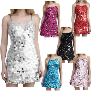Women Clubwear Sleeveless Minidress Gown Dress Stage Short Sparkle Sequins Mini - Picture 1 of 82