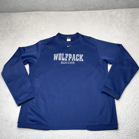 NC State Wolfpack Sweatshirt Mens Extra Large Blue Nike NCAA  Soccer PO Sweater Cover