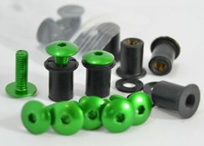 Dome Low Profile Windscreen Bolt Kit Green Aluminum Screws, Bolts, Well Nuts.