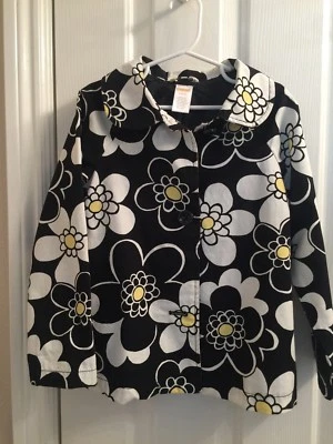 Abrigo Columpio Floral Para Niña GYMBOREE Blanco y Negro Talla Pequeña 5-6 Foto 1 de 4