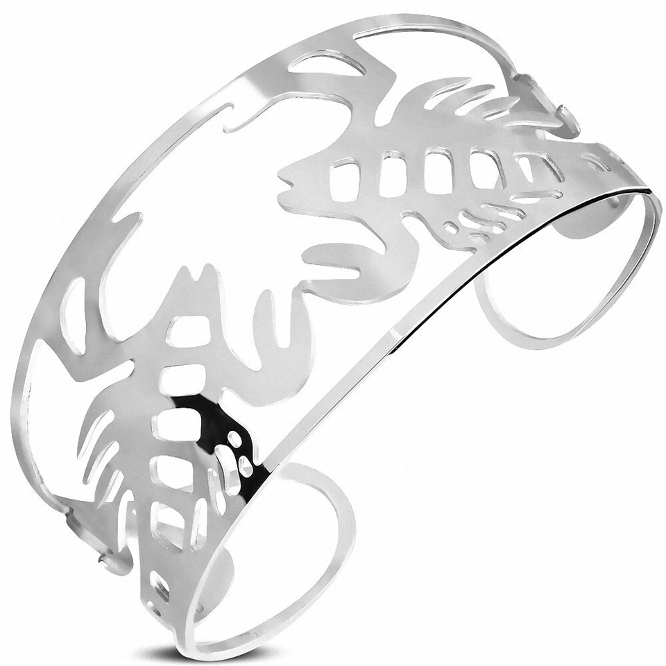 Bracelet manchette en dentelle de signe du zodiaque Scorpion combats en acier in - Photo 1/1