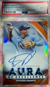 2022 TOPPS FINEST WANDER FRANCO AURA OF EXCELLENCE AUTO ORANGE #/25 PSA 9 🔥
