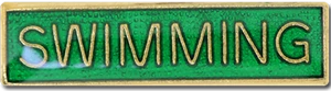 Swimming Bar Pin Badge in Green Enamel - Picture 1 of 2
