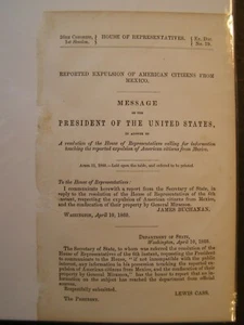 Government Report 1860 Information Expulsion of American Citizens From Mexico - Imagen 1 de 1