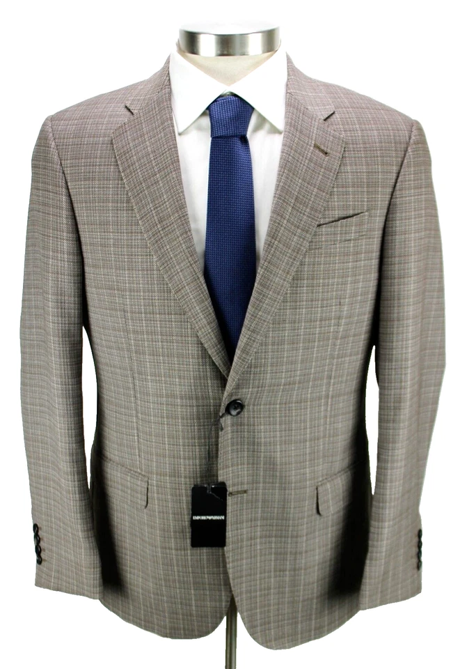 Blazer Emporio Armani 48 R se adapta a 46 Abrigo Deportivo Marrón Blanco Tejido Lana Línea G Nuevo Foto 1 de 4