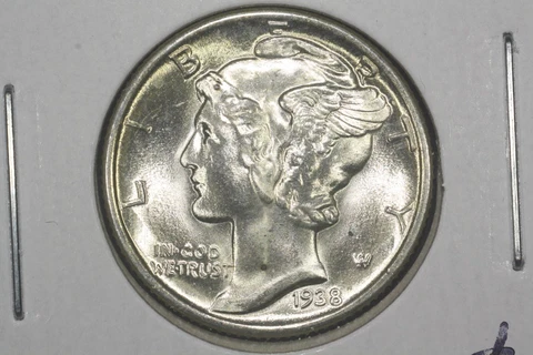 1938 Mercury Dime, ex-PCGS w/tag Gem BU++ Cover