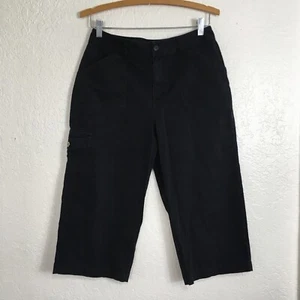 Chico’s Capri Pants Size 0.5 Solid Black Cargo Pockets 28" Waist x 19" Inseam - Picture 1 of 8
