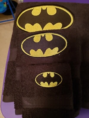 Batman Personalized 3 Piece Bath Towel Set Any Color Choice - Image 1 of 4