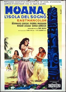 MOANA L'ISOLA DEL SOGNO MANIFESTO TURI VASILE DOCUMENTARIO 1959 USED POSTER 2F - Foto 1 di 1