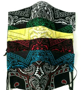 Handgefertigte Bandana Gesichtsmaske mit Filtertasche Nasendraht Krankenhaus zugelassenes Design - Bild 1 von 28