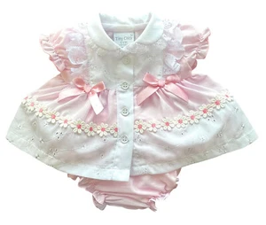 Premature Baby Girl Dress Frilly Lace Bows Prem Early Tiny Small Preemie PINK - Picture 1 of 12
