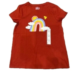 NWT Cat & Jack Girls Long Sleeve Rainbow T-Shirt Burgundy Choose Size - Picture 1 of 1