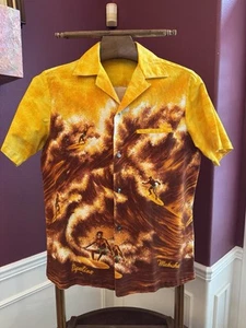 MEN'S Vintage 60s Malihini Hawaii Hawaiian Makaha Pipeline Surf Surfer Shirt M - Picture 1 of 8