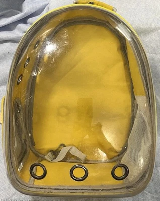 Mochila transportadora portátil para animais de estimação cápsula amarela viagem SmDog gato bolha transparente - Imagem 1 de 4