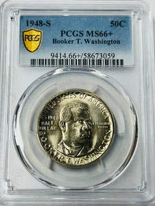 1948 S Booker T Washington Silver Half Dollar PCGS MS66+ Mintage 8,005 See Descr - Picture 1 of 8